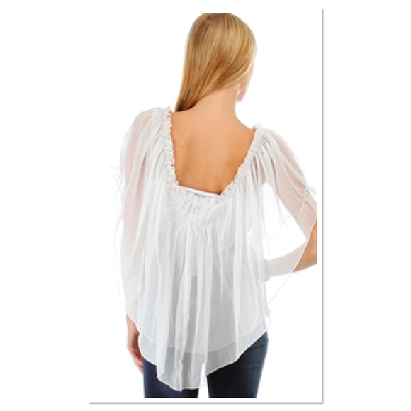 White Sheer Tiered Blouse - Picture 4 of 7
